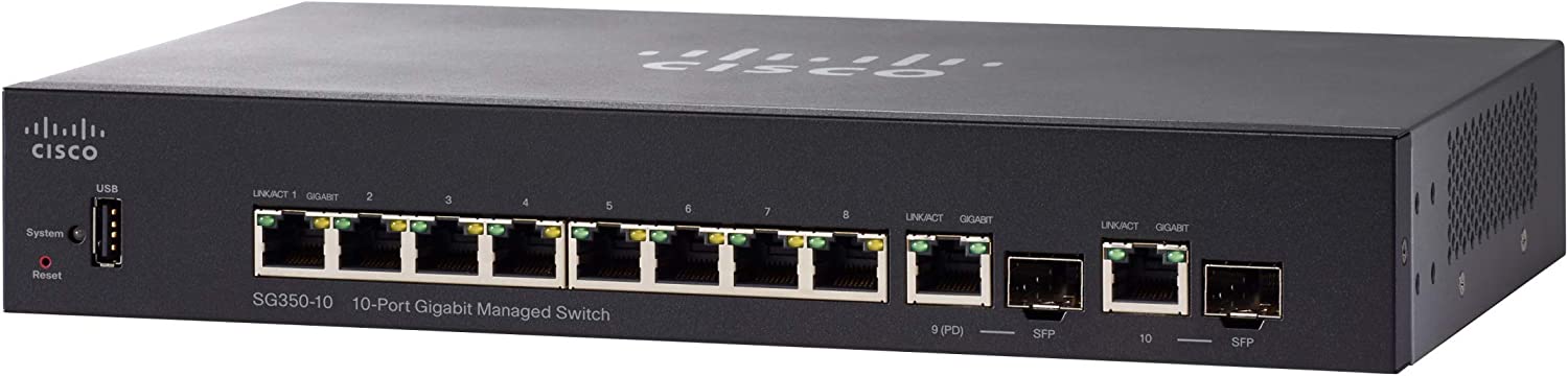 Cisco SG350-10 Gigabit-Managed Switch mit 10 Ports (SG350-10-K9-EU)