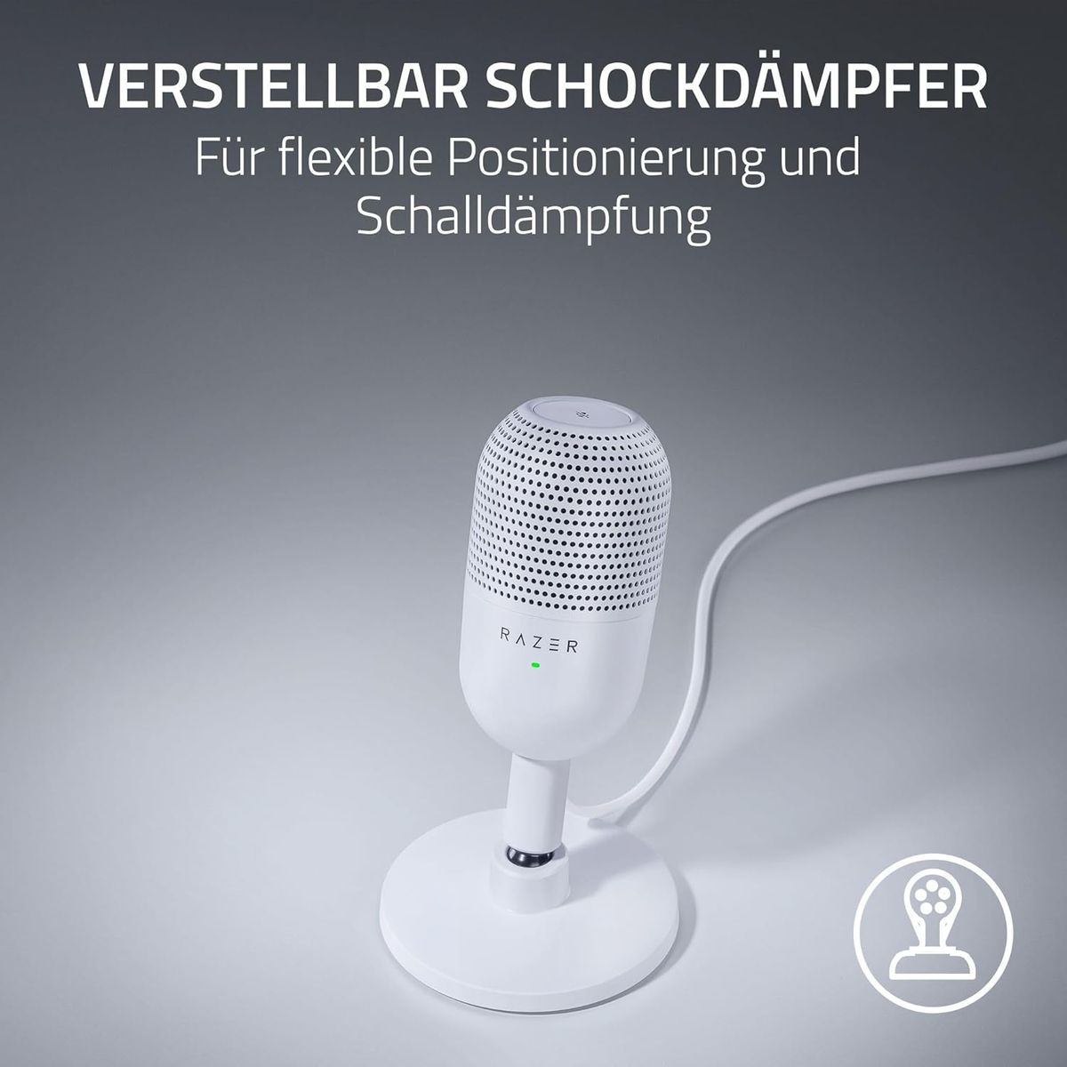 Razer Seiren V3 Mini - Ultrakompaktes USB-Mikrofon (14mm Kondensatormikrofon, Supernierencharakteristik, Tap-to-Mute-Sensor mit LED-Anzeige, integrierter Stoßdämpfer, Plug-and-Play-Design) Weiß