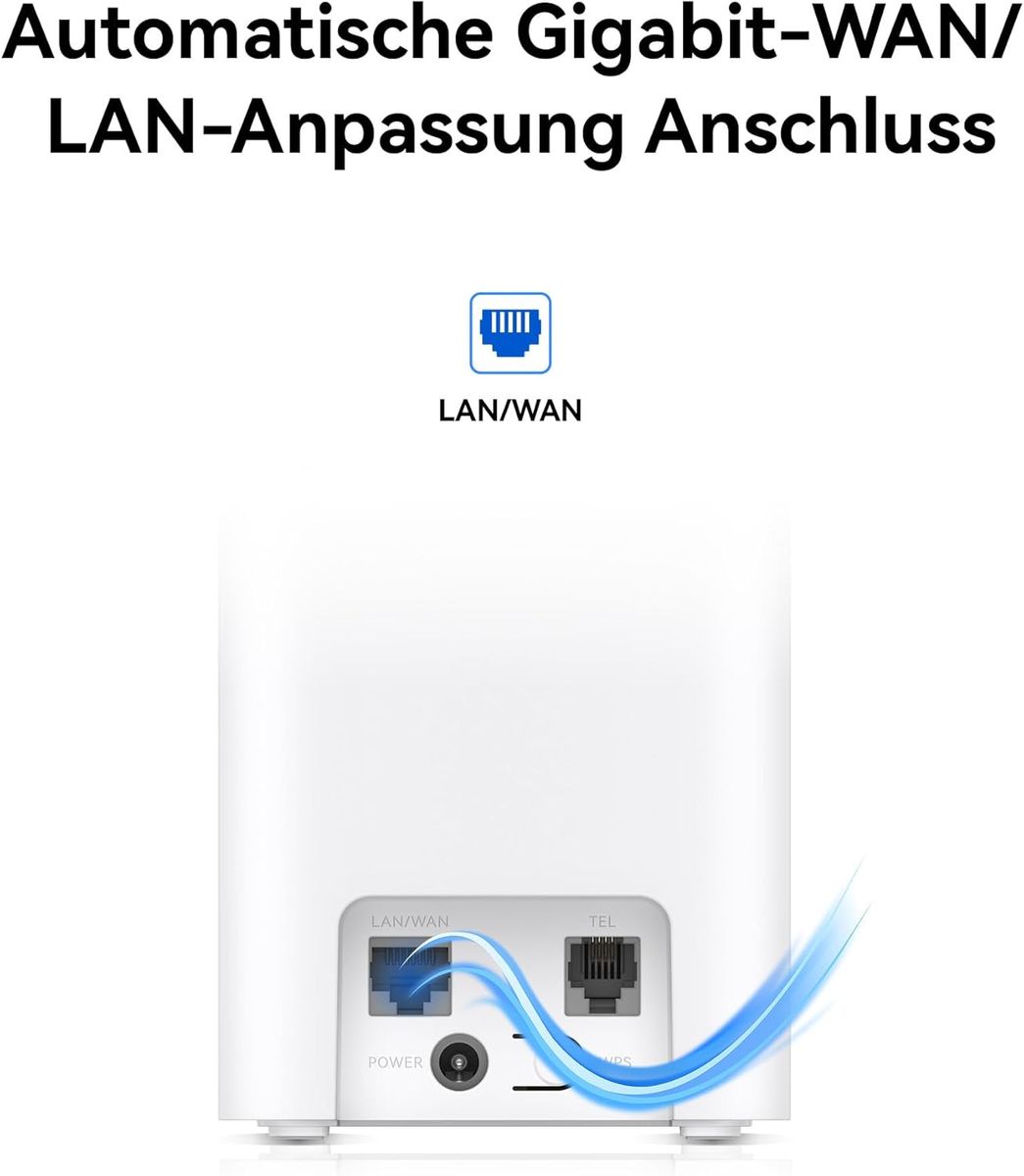 Brovi H153-381 5G CPE 5s Router SIM, Wi-Fi 6 AX3000, 3,6 Gbit/s Download, UL 500 Mbit/s, 9 dBi Antenne, LAN/WAN, Visualisierte WLAN-Diagnose, Home Broadband Mesh+