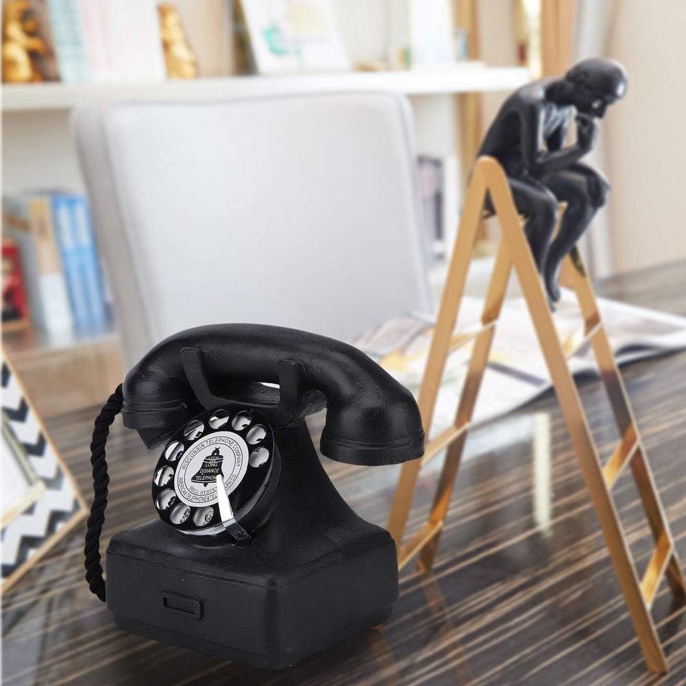 Alvinlite Wählscheiben-Telefone Antike Telefon-Requisiten Retro Festnetz-Schreibtischtelefon für Cafe Bar Fenster Dekoration schwarz