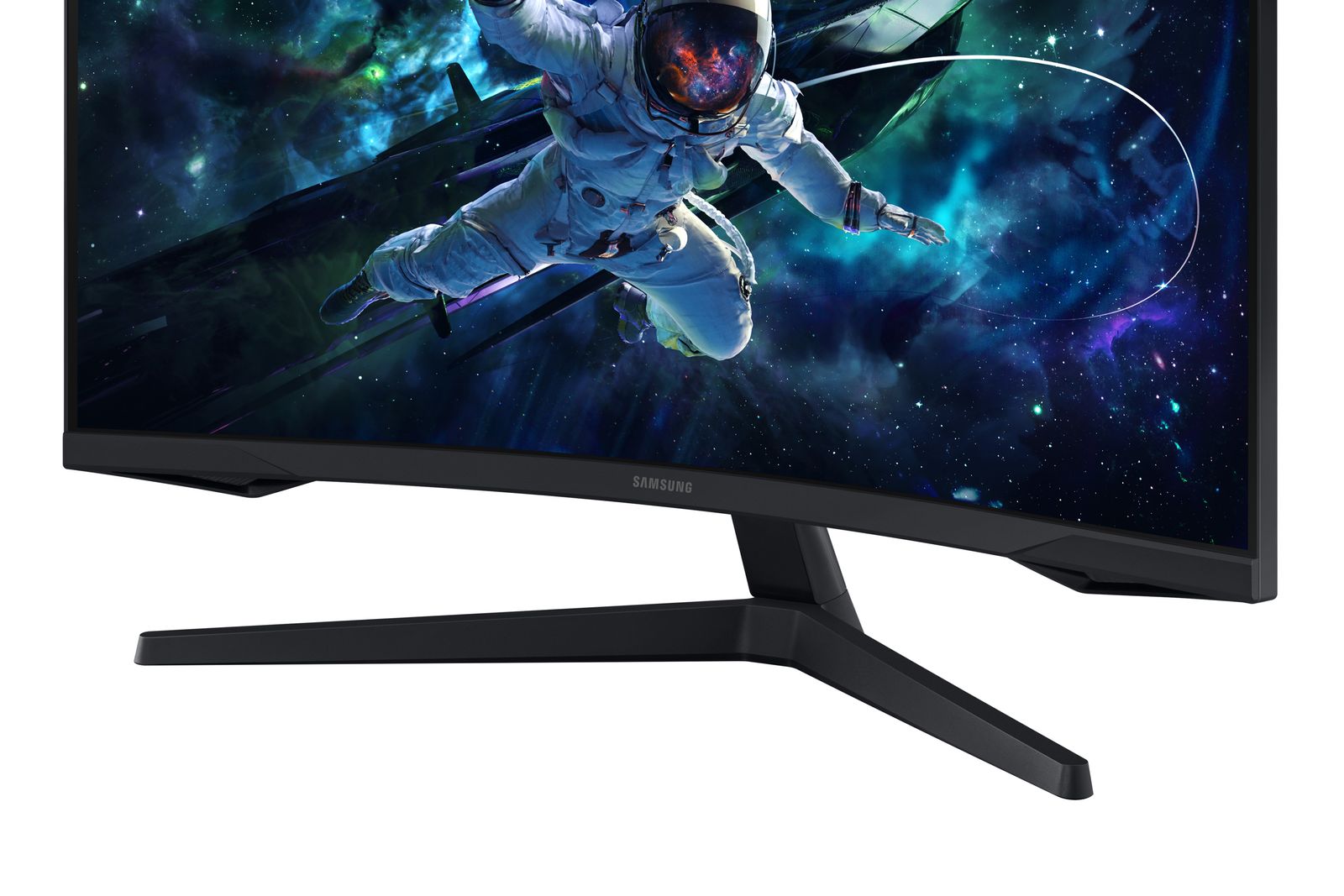 Samsung Odyssey G55C Curved Gaming Monitor, 32 Zoll, Bildschirm mit VA-Panel, 2.560 x 1.440 Pixel, 1.000R Radius, HDR10, AMD FreeSync, Bildwiederholrate 165 Hz, Reaktionszeit 1 ms (MPRT)