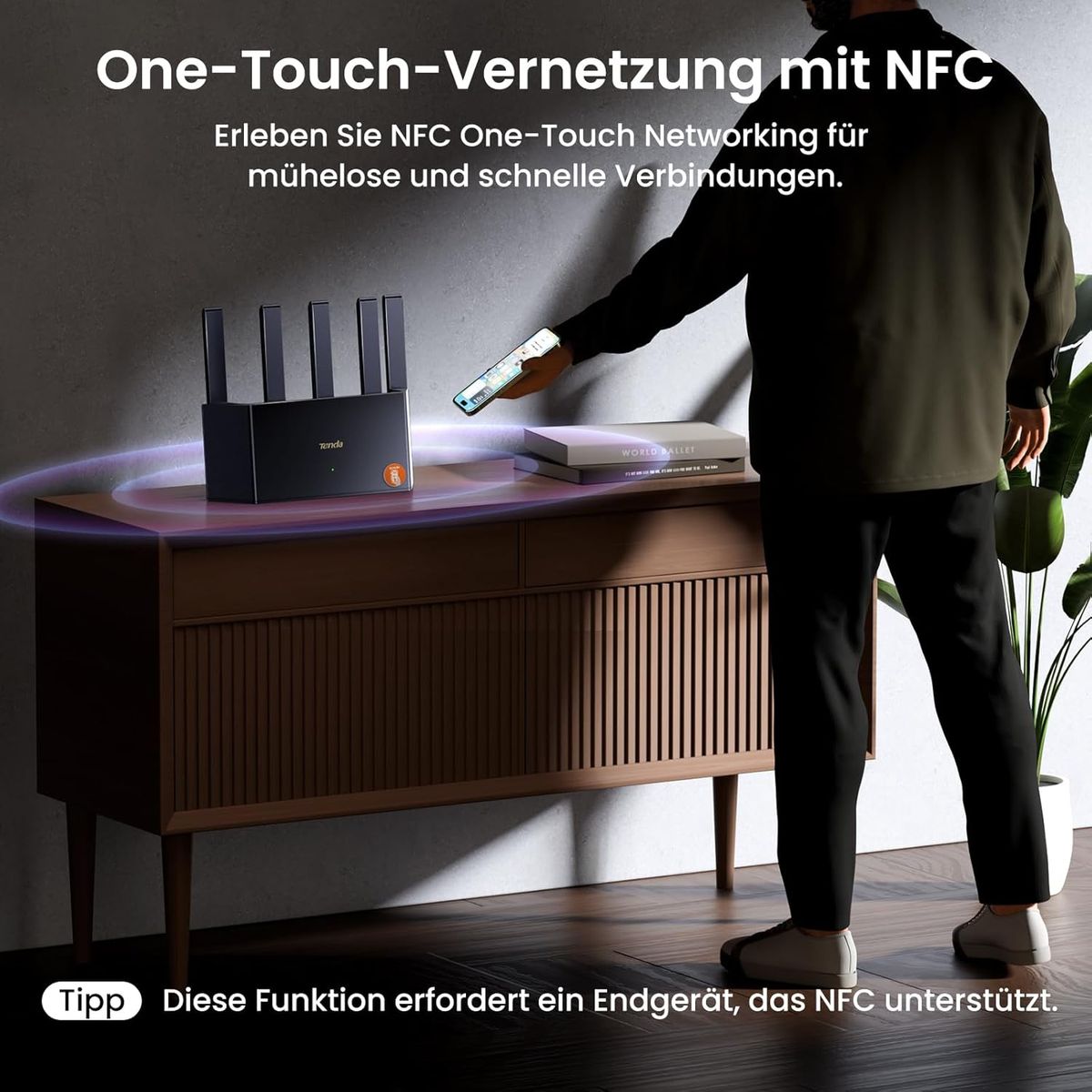 Tenda RE3L Wi-Fi 7 Router, Dual-Band BE3600 3,6 Gbit/s, Mesh, 3x Gigabit WAN/LAN, MLO, 4K-QAM, NFC, WPA3, App-Steuerung, EU