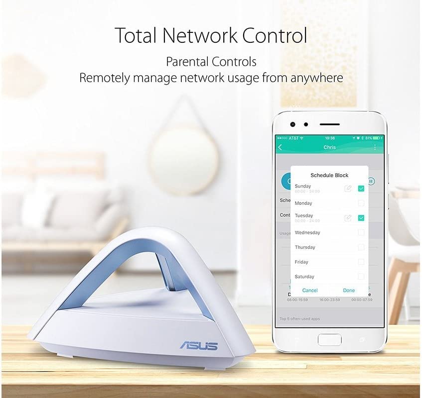ASUS Lyra Trio 2-Pack AC1750 Dual Band Mesh Wi-Fi System supports AiMesh