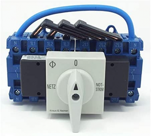 Kraus & Naimer KG32A K950 VE2 +F437 Umschalter 4-polig mit Stellung Netz 0 Notstrom 90° Schnappbefestigung Lastschalter