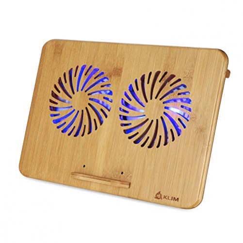 KLIM Bamboo - Laptop cooling pad Adjustable speed Cooling stand with fans