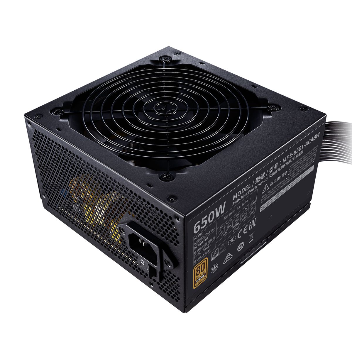 Cooler Master MWE 650 Bronze V2 650 W ATX-Netzteil, 80 PLUS Bronze, Nicht-modular, 24-pin ATX, 6x SATA, 4x PCIe (6+2pin), 12 cm Lüfter, EU