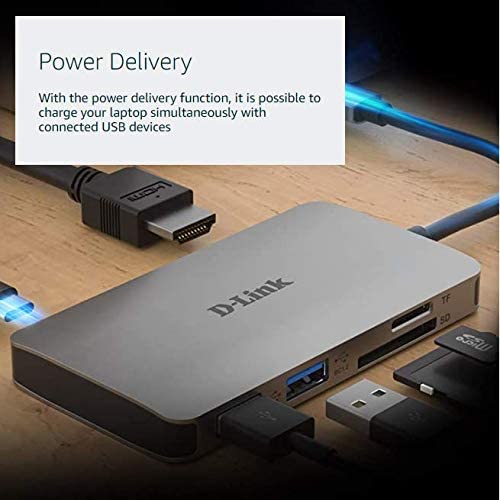 D-Link DUB-M810 8in1 USB C Hub USB C Adapter mit HDMI 4K und 1080p 2X USB3/USB2 Netzwerkanschluss 1Gbps SD- und microSD-Kartenleser, 1x USB C Lade/Daten bis 100W USB-C 8-in-1 (HDMI/Kartenleser/RJ45/USB 3.0/USB C)