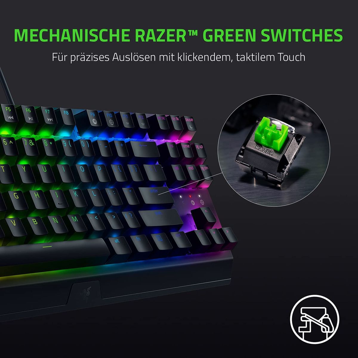 Razer BlackWidow V3 TKL Gaming Keyboard Green Switches Chroma RGB DEU Layout QWERTZ