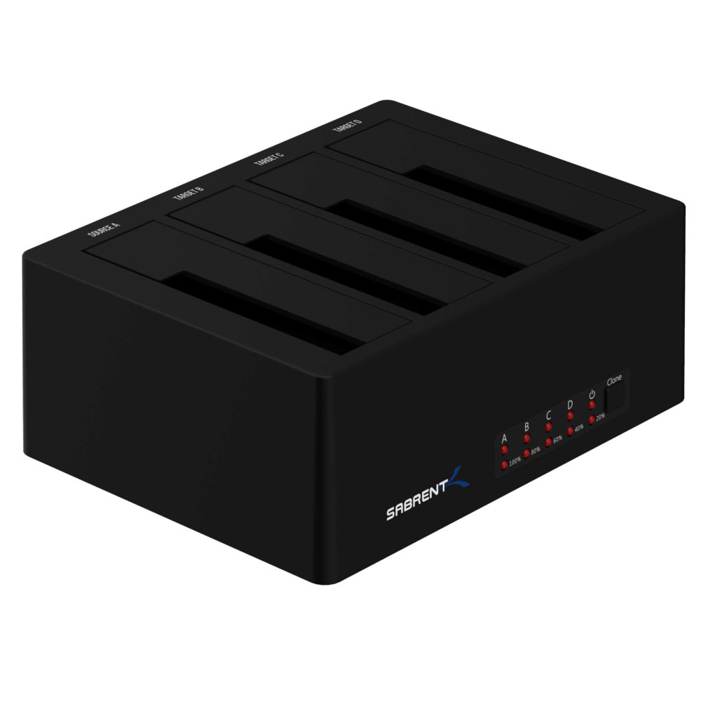 SABRENT 4 Bay SSD/HDD 2,5/3,5 Zoll Docking Station, festplatten gehäuse, USB 3.2x1 offline Klonstation, sata auf USB Enclosure + Netzteil, 4 extern Adapter case mit 1.8m Kabel, Werkzeuglose 2.5/3.5 ssd 4 Bay