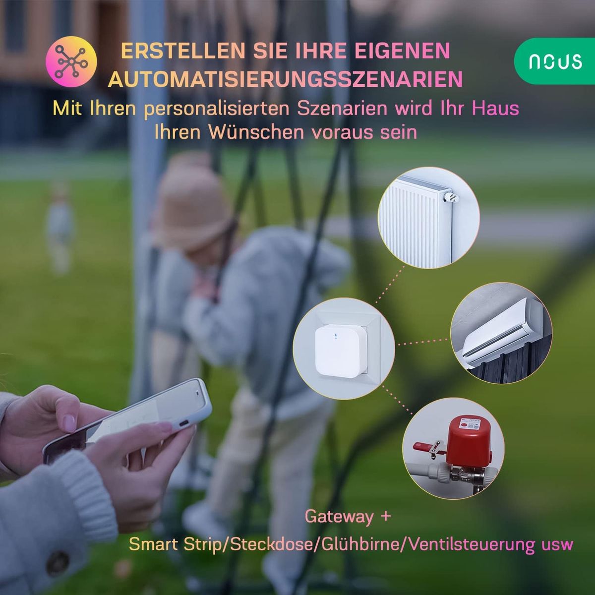 NOUS E1 ZigBee Gateway, ZigBee Hub/Bluetooth Hub, ZigBee Bridge, ZigBee Smart Home, ZigBee Gateway Alexa, Gateway ZigBee Smart Home, ZigBee 3.0, Bluetooth, Smart Life/Tuya App