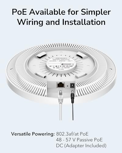 Cudy AP3000 AX3000 Wi‑Fi 6 Access Point, 2,5 Gbit/s RJ45, PoE 802.3at & DC 12V, Mesh-Unterstützung, MU-MIMO, bis 3000 Mbit/s