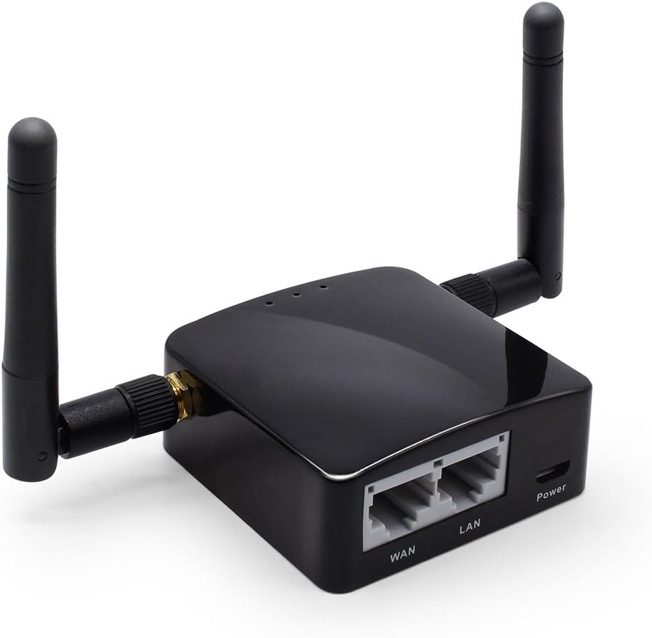 GL.iNet GL-AR300M Mini Travel Router with 2dbi external antenna, Wi-Fi Converter, OpenWrt Pre-installed, Repeater Bridge, 300Mbps High Performance, 128MB Nand flash, 128MB RAM, OpenVPN, Tor Compatible