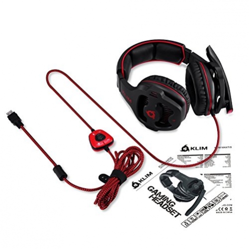 Klim Mantis 7.1 Surround Sound USB Gaming Headset für PC PS4* PS5* schwarz rot