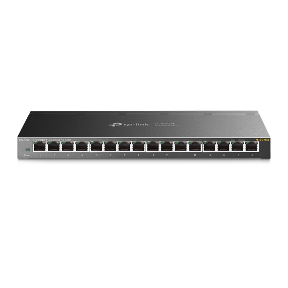 TP-Link TL-SG116E(UN) V2.0 16-Port Gigabit Unmanaged Pro Switch, L2, QoS, Desktop, Metallgehäuse, DC-Netzteil