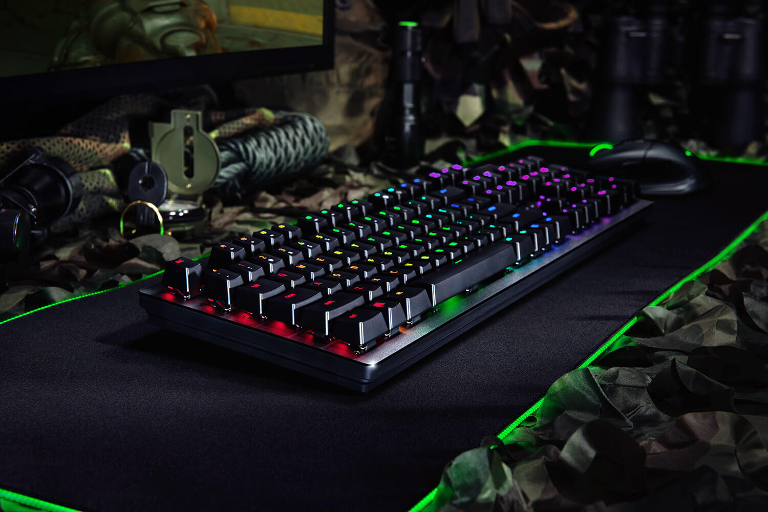 Razer Huntsman Gaming Keyboard Opto-Mechanical Purple Switches RGB PRT Layout QWERTY