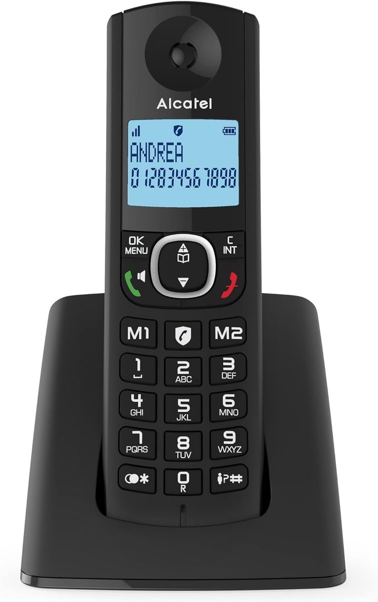 Alcatel F530 – Schnurloses Telefon mit erweiterter Anrufblockierung, Freisprecheinrichtung, großes beleuchtetes Display, VIP-Klingeltöne,10 Anrufmelodien, Schwarz