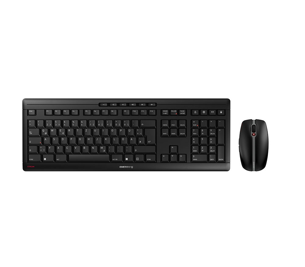 CHERRY Stream Desktop Recharge Tastatur Maus enthalten Universal RF Wireless Schwarz - (DEU Layout - QWERTZ)