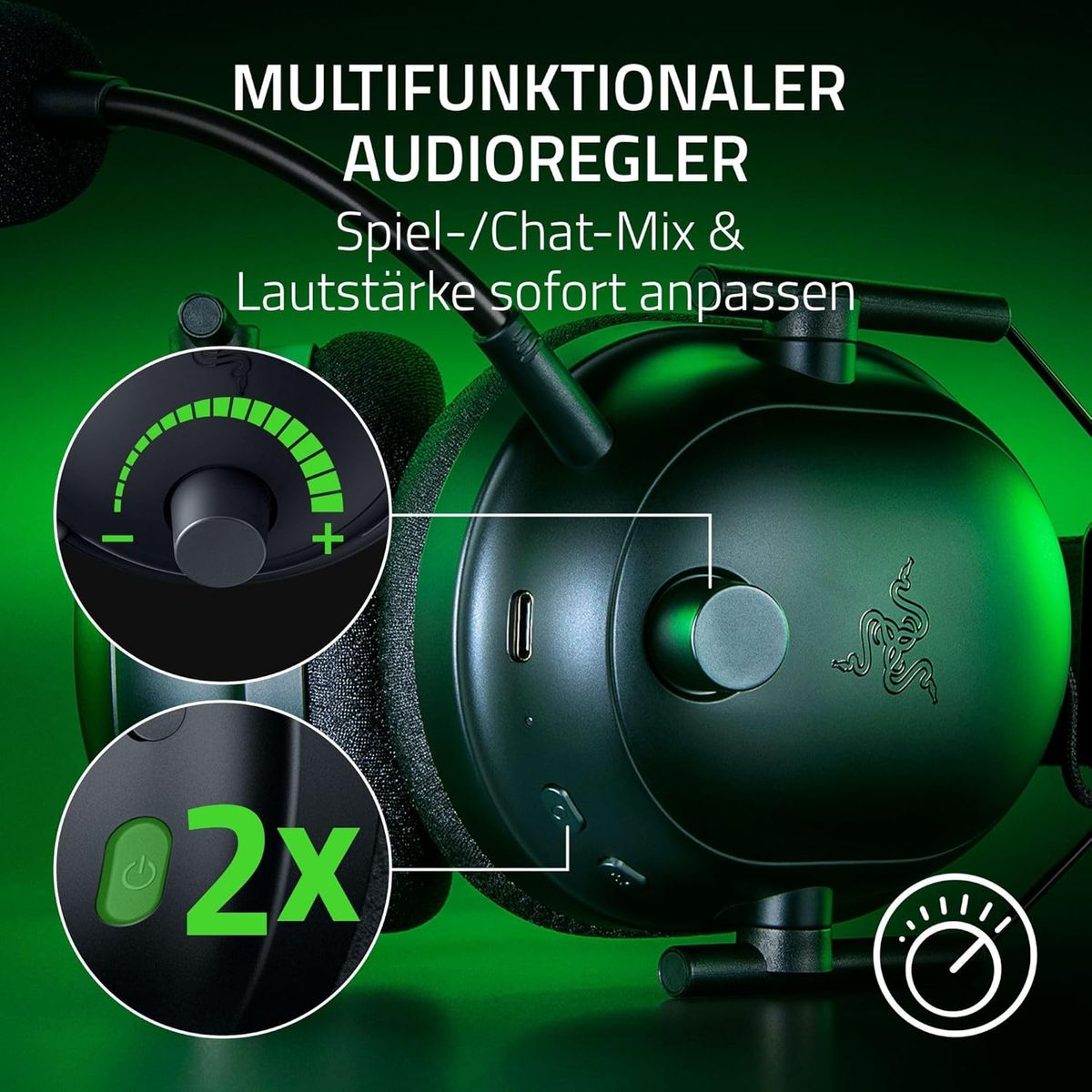Razer Blackshark V2 Pro (Xbox) - Kabelloses Konsolen E-Sport Headset für Xbox S|X & One (Triforce 50mm Treiber, HyperSpeed Wireless 2,4 GHz, abnehmbares HyperClear Mikrofon) Schwarz