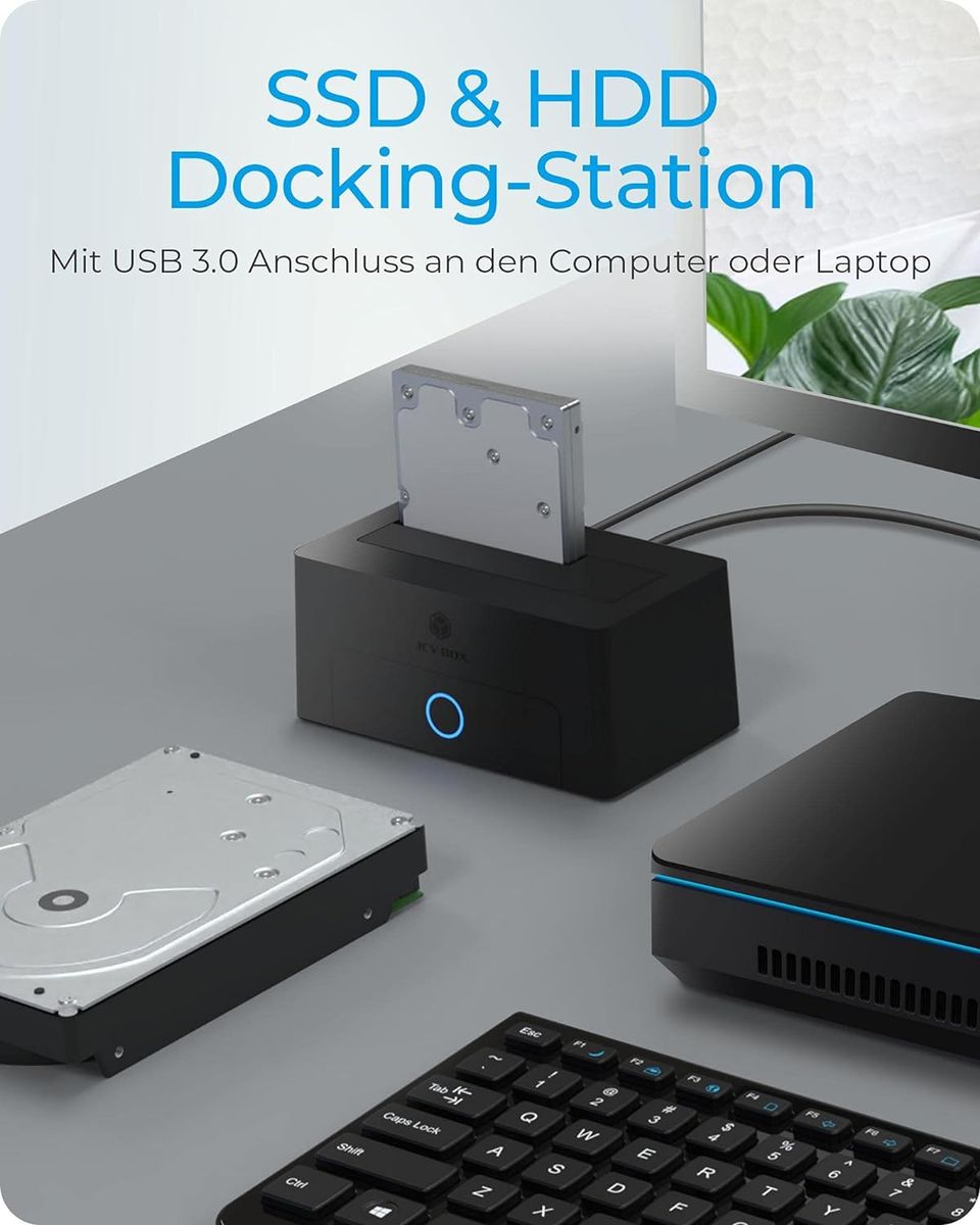 ICY BOX IB-1122-U3 HDD / Festplatten-Dockingstation USB 3.0 für SATA 2,5 Zoll & 3,5 Zoll Festplatten-Lesegerät Adapter Extern Schwarz