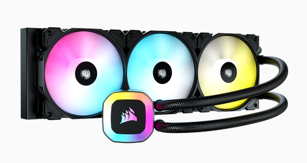 Corsair CW-9060054-WW All-in-One-Flüssigkeitskühler, 120 mm, 3x Lüfter, RGB-LED, Kupfer-CPU-Kühler, Schwarz