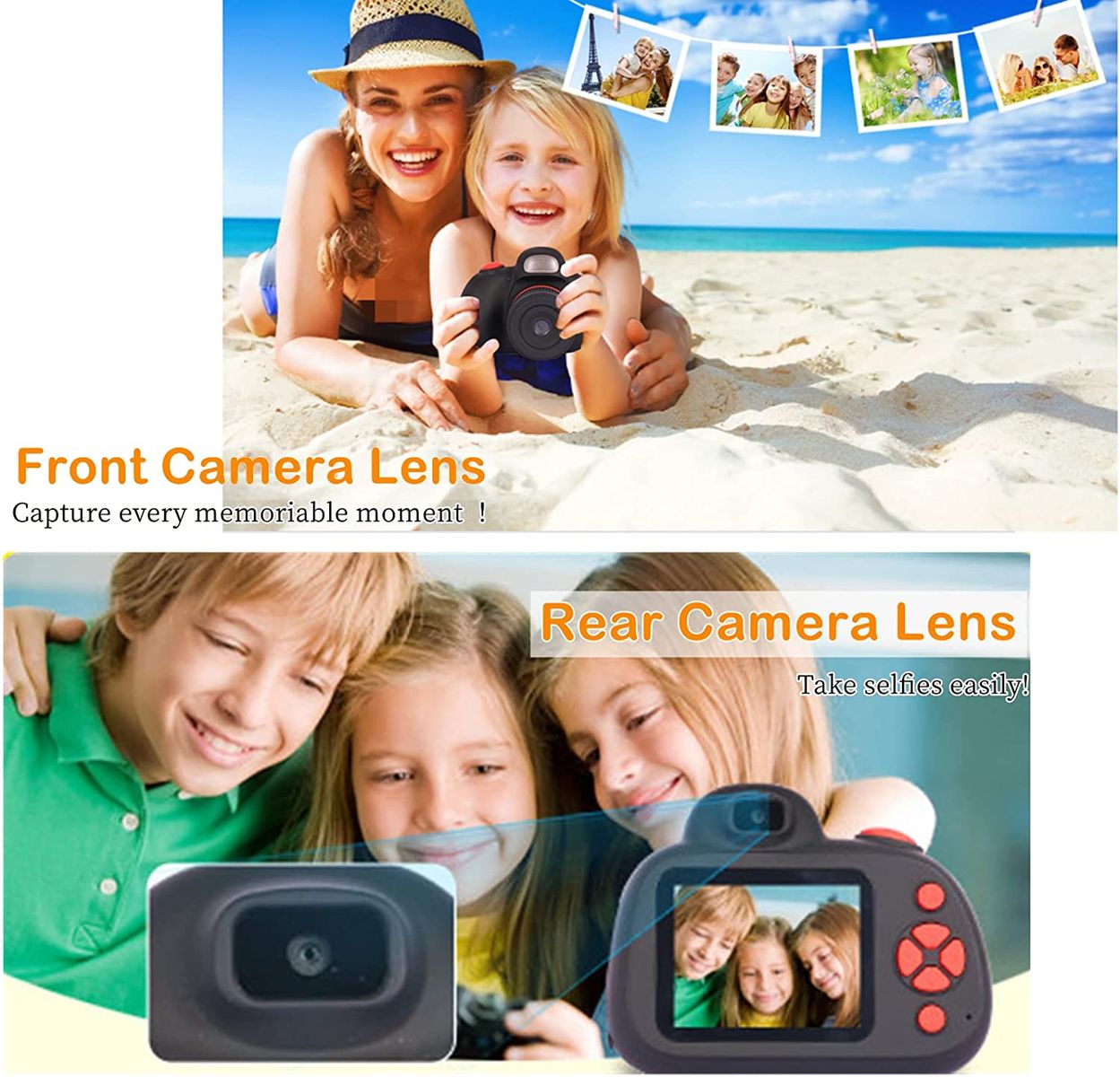SLR Kinderkamera 1080P HD 28 MP Selfie Kinder Kamera Digital mit Doppelobjektiv, Blitz, AF, MF, 20X Zoom, 1200mAh Akku, 2,4” IPS, 32G Karte inklusive Geburtstagsgeschenk für Jungen Mädchen - Schwarz SLR Black