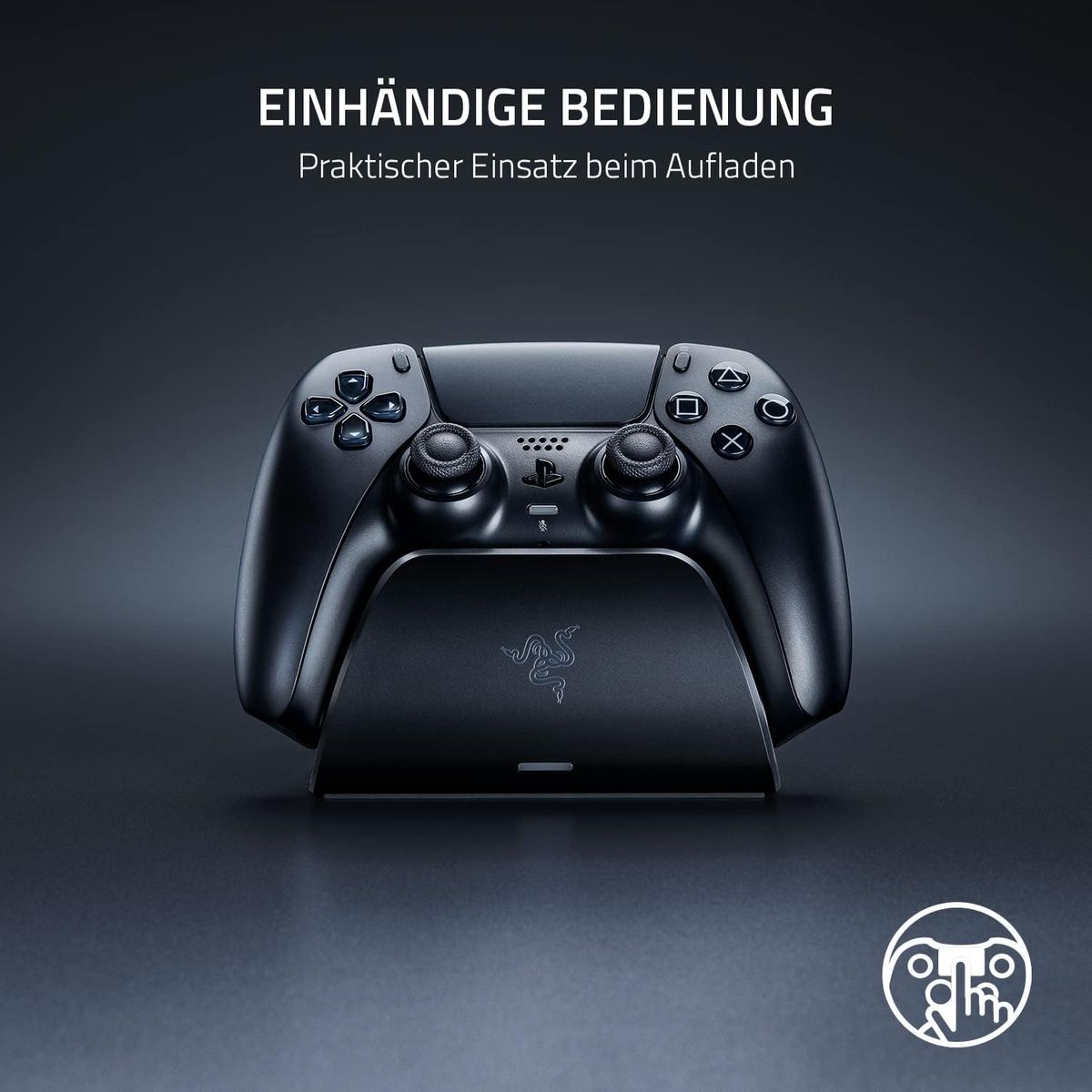 Razer Schnellladestation - Schnellladestation für PS5 Wireless-Controller (Schnellladung , Gebogenes Schalen-Design Einhändige Bedienung, Aufladen per USB) Blau Universal Quick Charging Stand for PlayStation 5 Blau