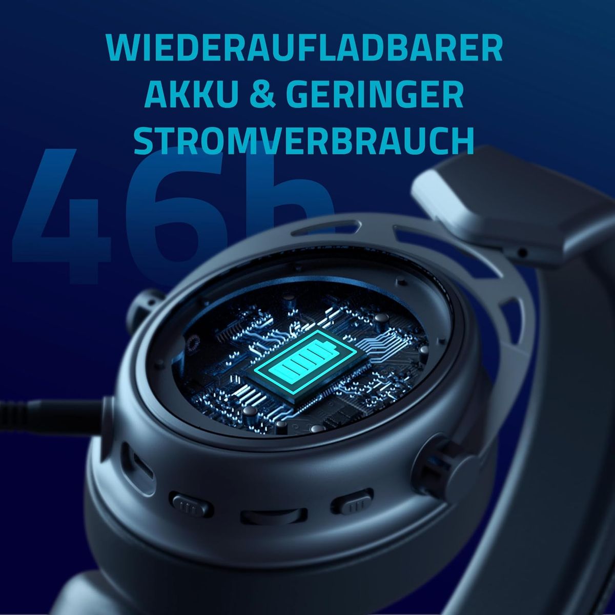 Rapoo VH800 kabelloses Gaming Over-Ear Headset, Flexibles Mikrofon mit Stummschaltung, Ohrpolster Kunstleder, 46h Akku, Headphone Bluetooth und 2,4Ghz PC/Mac/Xbox One/PS4/Nintendo Switch - Space Grey