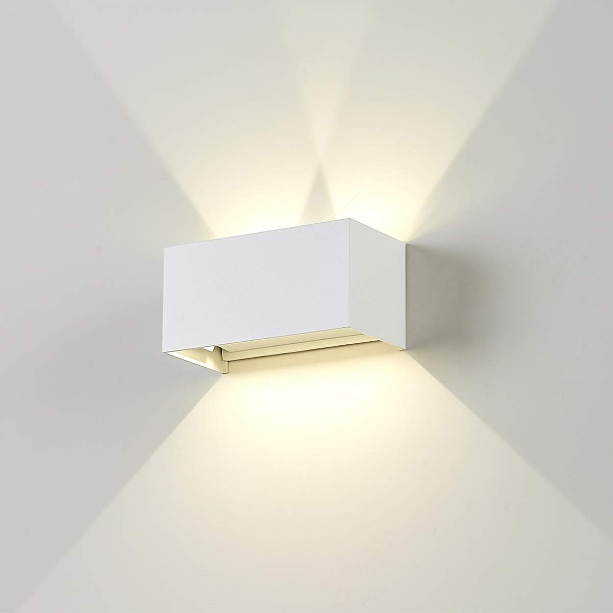 Dr.lazy 20W Dekorative Wandlampen,wasserdicht IP65 LED-Wandbeleuchtung im Innen-und Außenbereich, Einstellbarer Lichtstrahl, Außenwandleuchten 4000K Naturweiß (Weiß/Naturweiß)