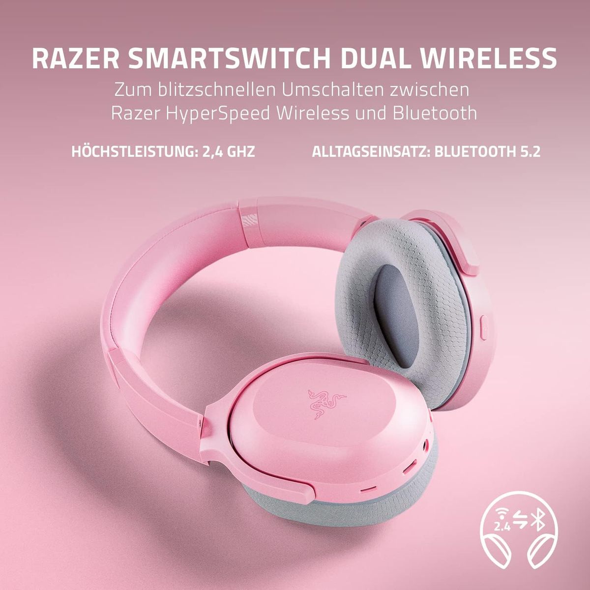 Razer Barracuda Gaming & Mobile Headset Dual Wireless Virtual 7.1 Surround-Sound Multi-Plattform Quartz