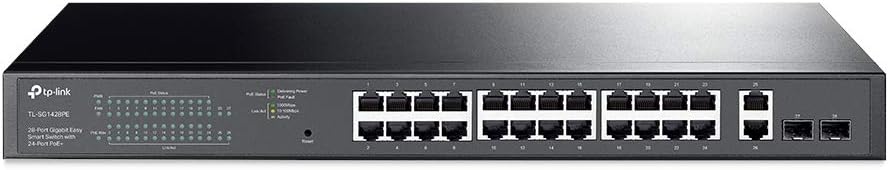 TP-Link TL-SG1428PE(UN) V3.0 28-Port Gigabit Easy Smart Switch, 24x PoE+ (250W), 2x SFP, Metall, Rackmount