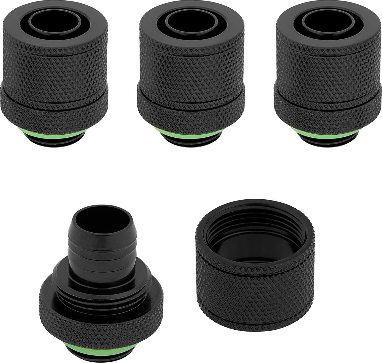 Corsair Hydro X Series XF Kompressions anschluss (AD/ID 10/13mm (1/2 Zoll/3/8 Zoll), Viererpack, G1/4 Zoll BSPP Adaptergewinde, Messing Gefertigt Haltbarkeit) schwarz XF Compression Anschluss 10/13mm Schwarz