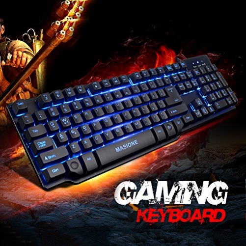 masione Mehrfarbig DEMI mechanisch Kabel USB Gaming-Tastatur mit LED Beleuchtung Hintergrundbeleuchtung Wasserdicht 7 verstellbar Hintergrundbeleuchtung Halo Atmung Licht Multimedia Pro ausgerichtet auf das Spiel Tastatur US-Layout
