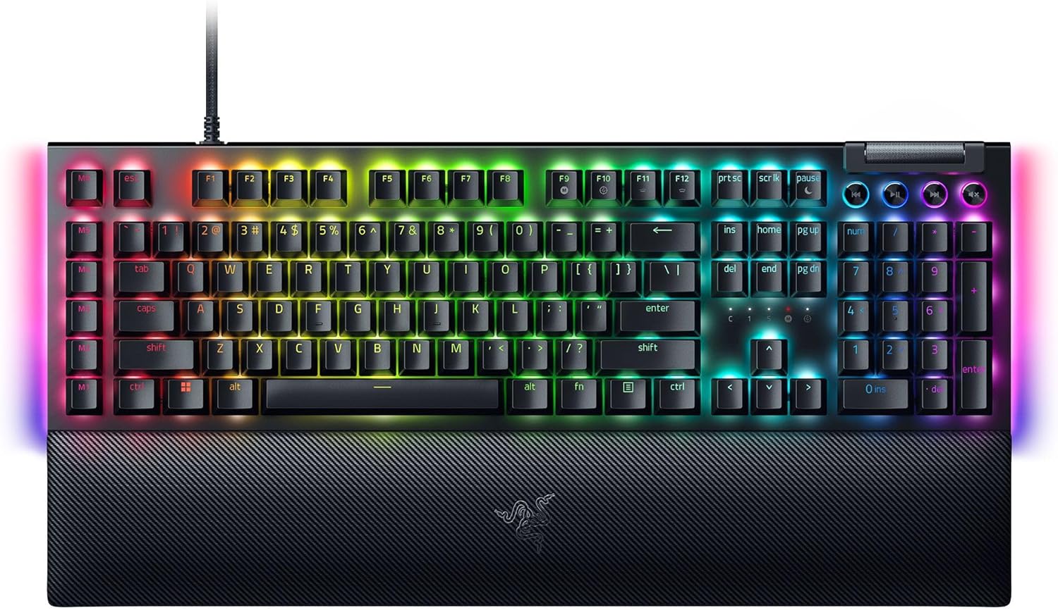 Razer BlackWidow V4 (Green Switch) - Mechanische Gaming-Tastatur mit Razer Chroma RGB (Clicky Mechanical Switches, 6 dedizierte Makrotasten, Doubleshot-ABS-Tastenkappen)