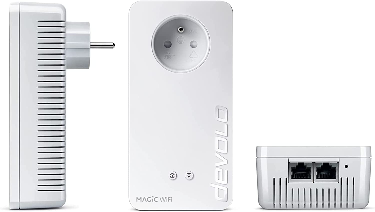 devolo Magic 2 WiFi 6 Erweiterungsadapter: 1 x CPL WiFi, Gigogne-Buchse (2400 Mbits, Mesh, 2 x Gigabit Ethernet-Ports) ideal für Heimarbeit, Gaming, Streaming, französische Steckdose