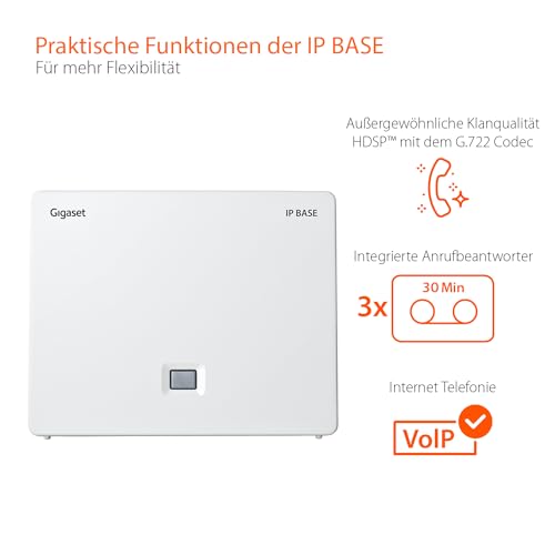 Gigaset S30852-H3122-R102 IP Base DECT-Basisstation, 6 Mobilteile, Zentrales Telefonbuch, Google & Office 365 Kontakte, 3x Anrufbeantworter, weiß
