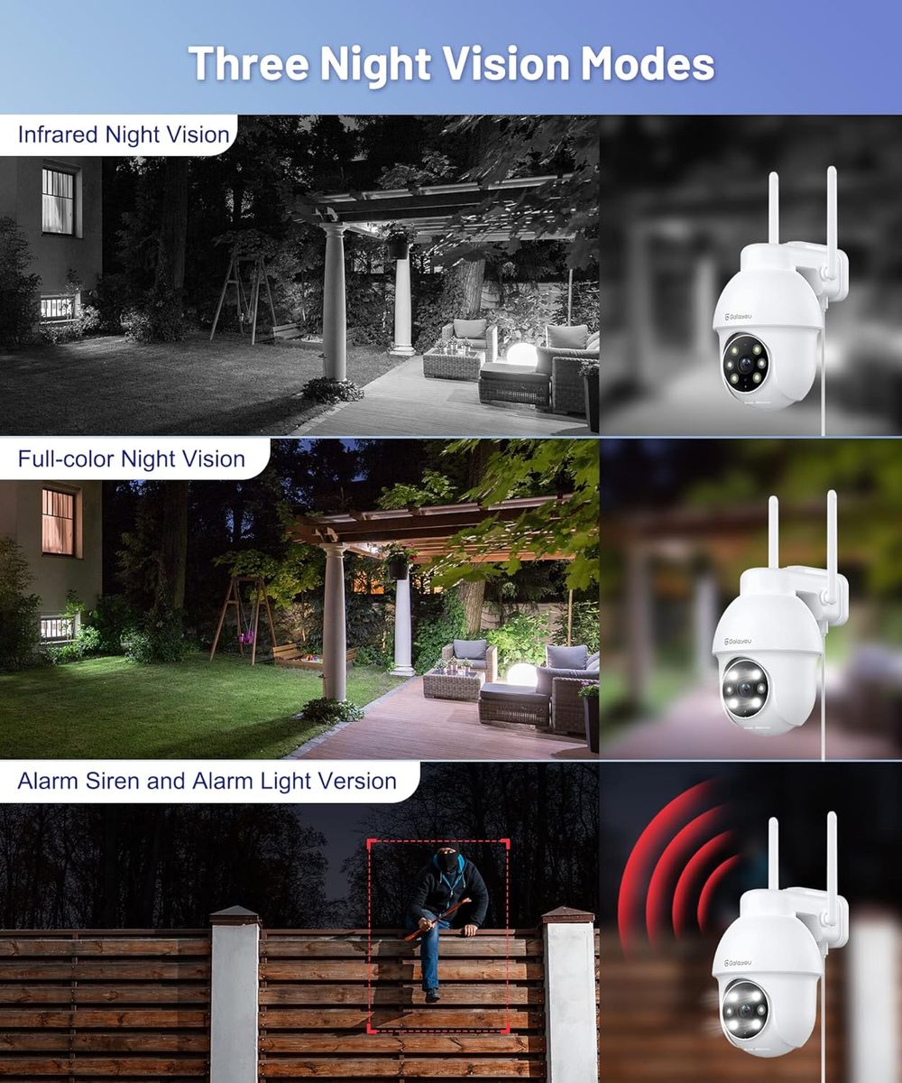 GALAYOU 2K Überwachungskamera Aussen, PTZ Outdoor WLAN IP Kamera überwachung außen, WiFi Dome Camera mit Farbiger Nachsicht, Zwei-Wege-Audio Y4 2.4Ghz-1P