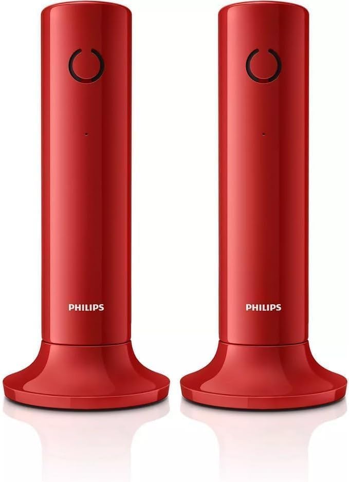 Philips M4502R/34 Schnurloses Festnetztelefon, 4,1 cm LCD-Display, Hintergrundbeleuchtung, Freisprecheinrichtung, HQ-Sound, kompakt, Rot