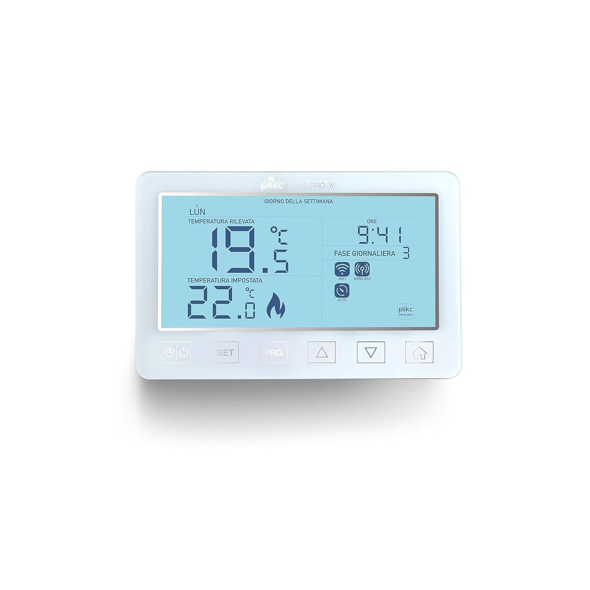 plikc PLK2676P2 Digitales WLAN-Thermostat, Dualband 2.4/5 GHz, kompatibel mit Alexa & Google Assistant, 230 V, Unterputz & Aufputz, Snow Pro W