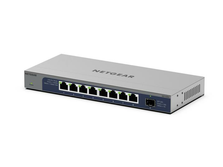NETGEAR GS108X Unmanaged L2 8-Port Gigabit Switch, 1x SFP, 10G-Unterstützung, 36 Gbit/s, Grau, DC 12V