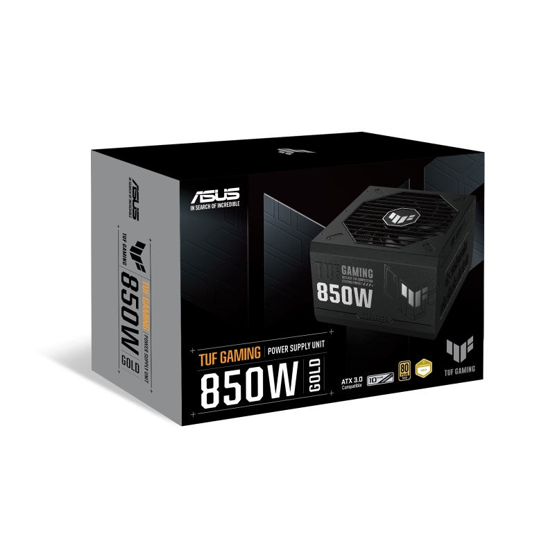 ASUS 90YE00S2-B0NA00 TUF Gaming 850W Gold Netzteil, Vollständig modular, 80 PLUS Gold, 24-pin ATX, ATX 3.1, 13,5 cm Lüfter, Schwarz