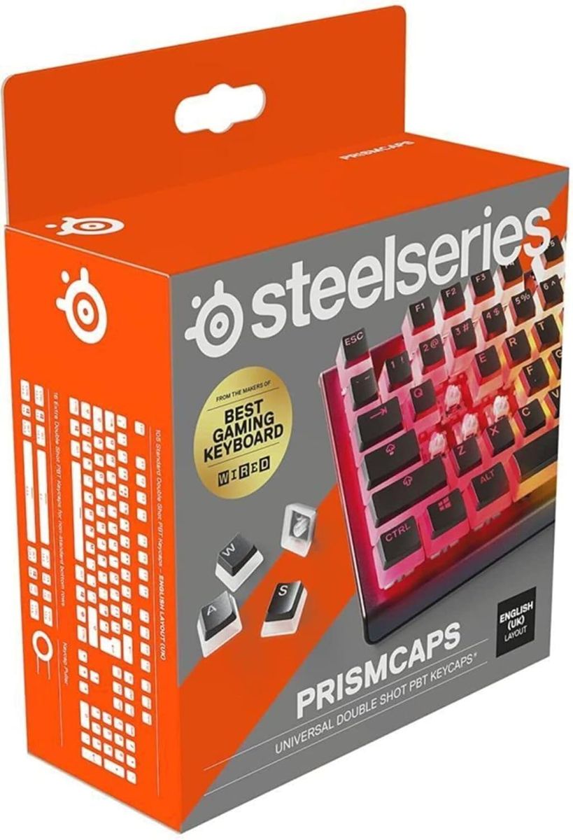SteelSeries PrismCaps – Double-Shot-Tastenset mit „Pudding“-Optik – Kompatibilität mit allen gängigen mechanischen Tastaturen – MX-Stößel – Schwarz (UK-Tastaturlayout)