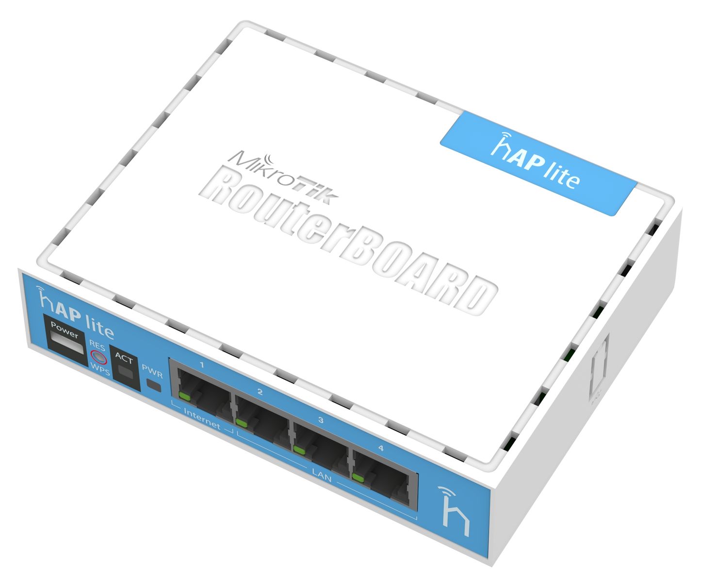 Mikrotik hAP lite Internal White WLAN access point - WLAN access points (10,100 Mbit/s, 32 MB, QCA9531 650MHz, 1.5 dBi, 3 W, White)