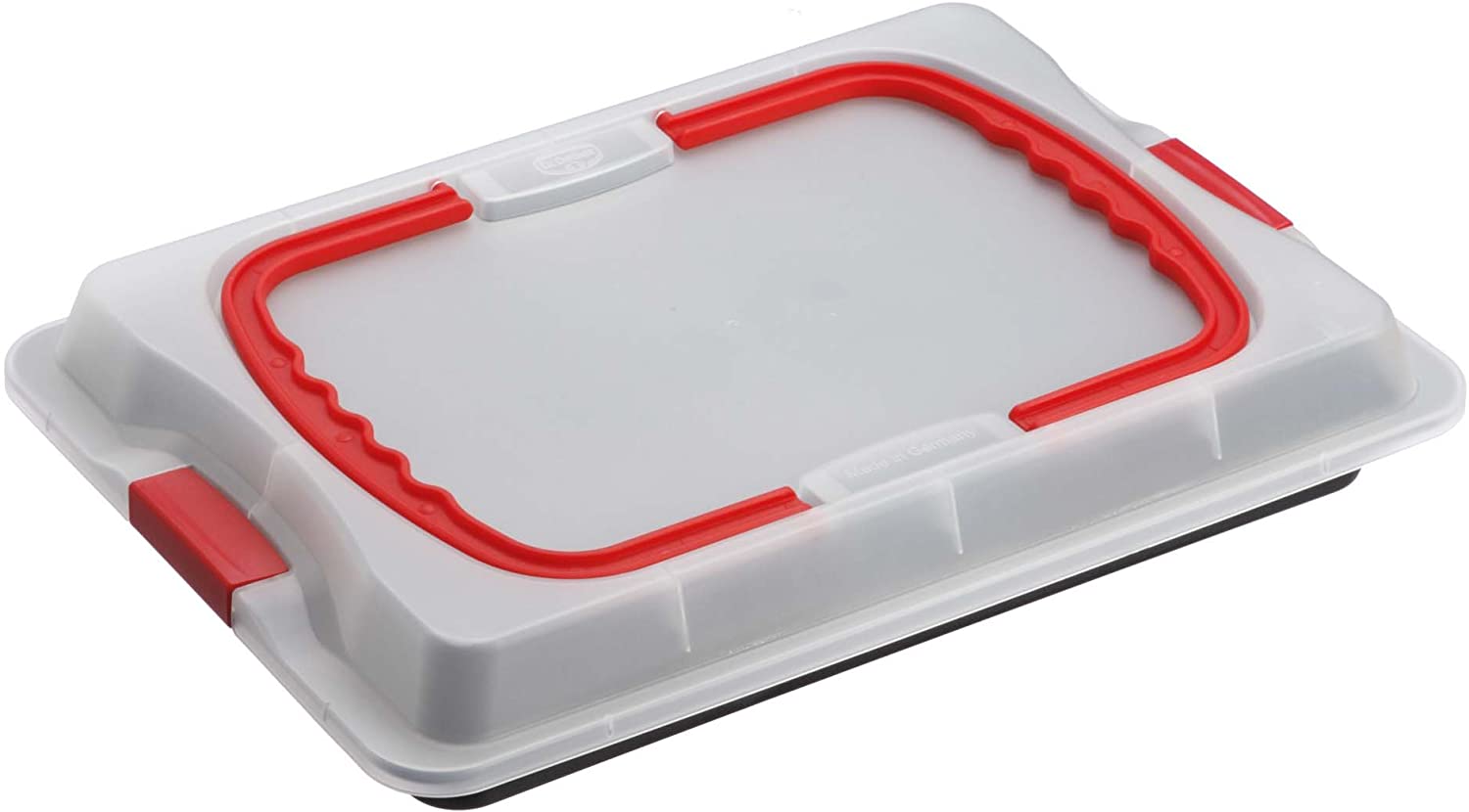 Dr. Oetker 1012 baking tray 3in1 with transport cover, oven tray for baking, storing & transporting, as pizza, casserole & cake tray, dimensions: 42 x 29 cm anthracite