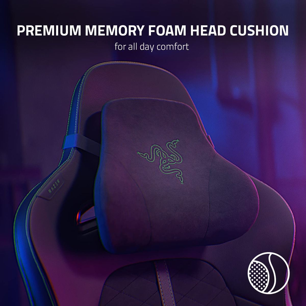 Razer Enki Gaming & Office Chair EPU < 136kg Lumbar Support Headrest Black/Green