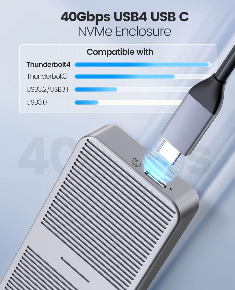 ORICO NVMe Gehäuse 40Gbps für Thunderbolt 3/4, USB 3.2/3.1/3.0/2.0, USB-C, USB4 M.2 NVMe-Gehäuse für PCIe 2280 M-Key (B+M Key) SSD, Aluminium M2 SSD Adapter bis zu 2700 MB/s- M224GY 40Gbps Grau ORICO NVMe Gehäuse 40Gbps für Thunderbolt 3/4, USB 3.2/3.1/3.0/2.0, USB-C, USB4 M.2 NVMe-Gehäuse für PCIe 2280 M-Key (B+M Key) SSD, Aluminium M2 SSD Adapter bis zu 2700 MB/s- M224GY 40Gbps Grau