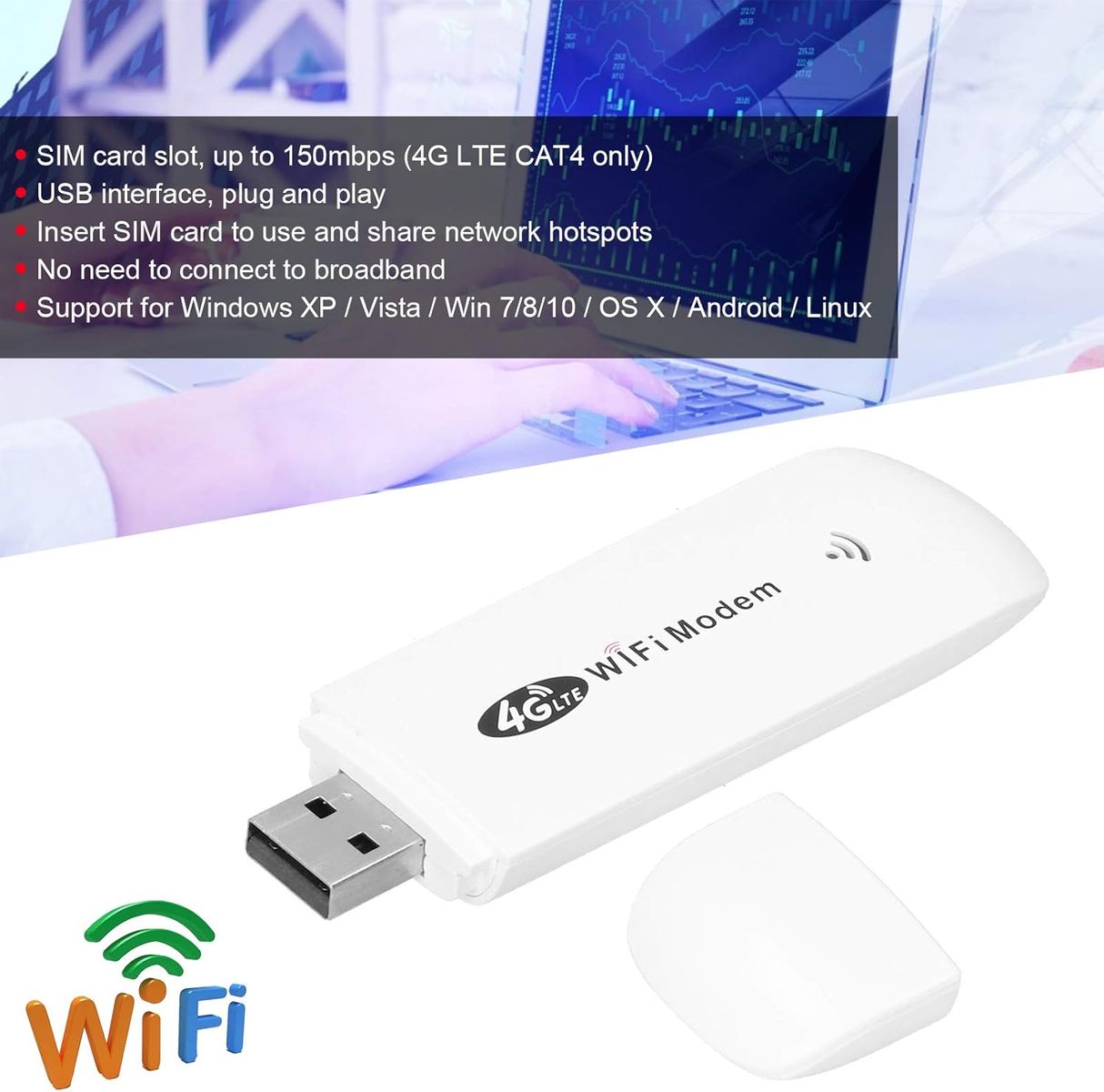 ciciglow 4G LTE USB Surfstick & Netzwerkadapter, WLAN-Hotspot für bis zu 10 Nutzer, LTE Cat4 150 MBit/s, Plug & Play, kompatibel mit Android ciciglow 4G LTE USB Surfstick & Netzwerkadapter, WLAN-Hotspot für bis zu 10 Nutzer, LTE Cat4 150 MBit/s, Plug & Play, kompatibel mit Android