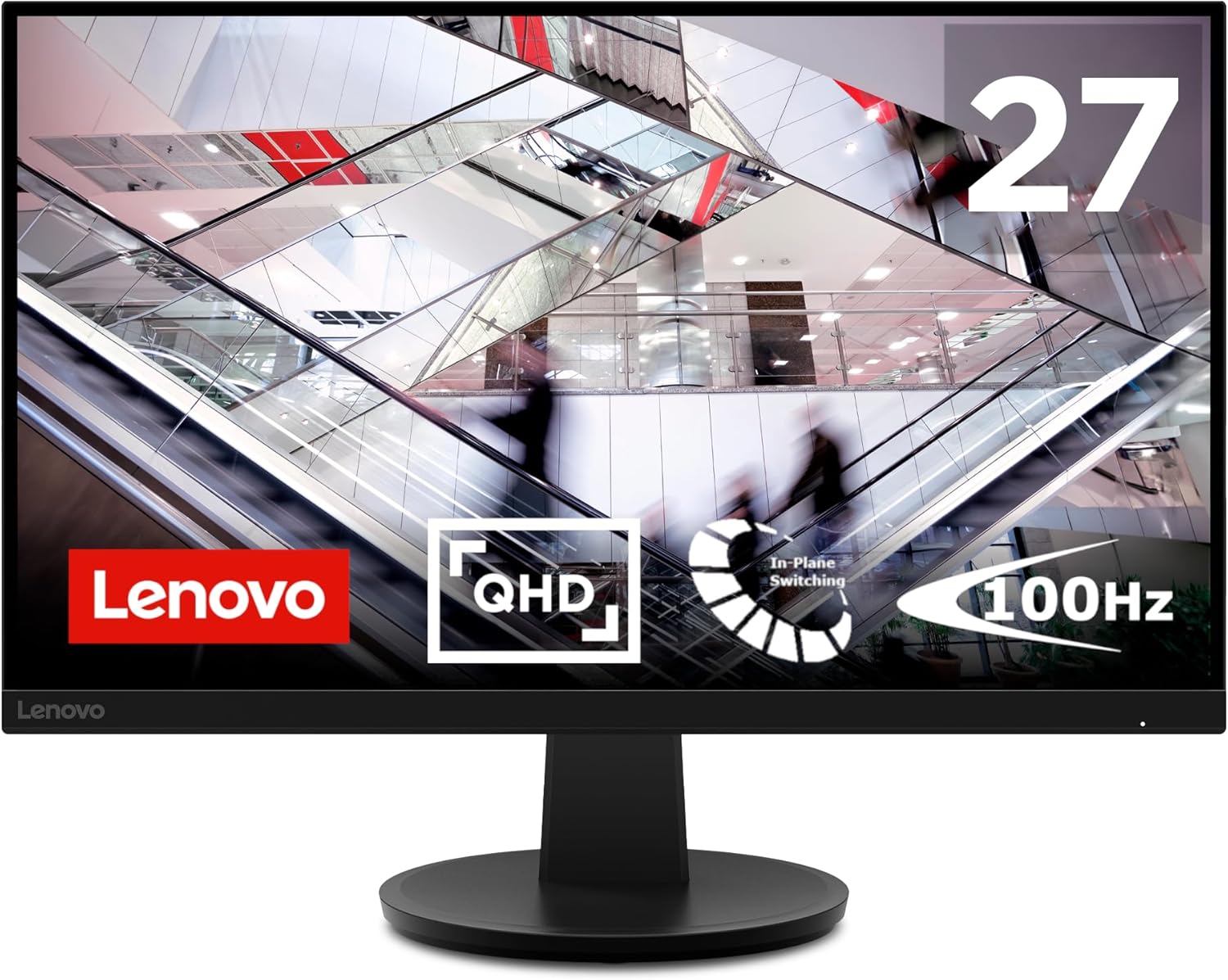 Lenovo N27q Monitor 27“ QHD (2560x1440) IPS, 4ms, 100Hz, HDR, Frameless, Regolabile, HDMI 2.1 + DP, Low Blue Light/Flicker Free, VESA 100x100