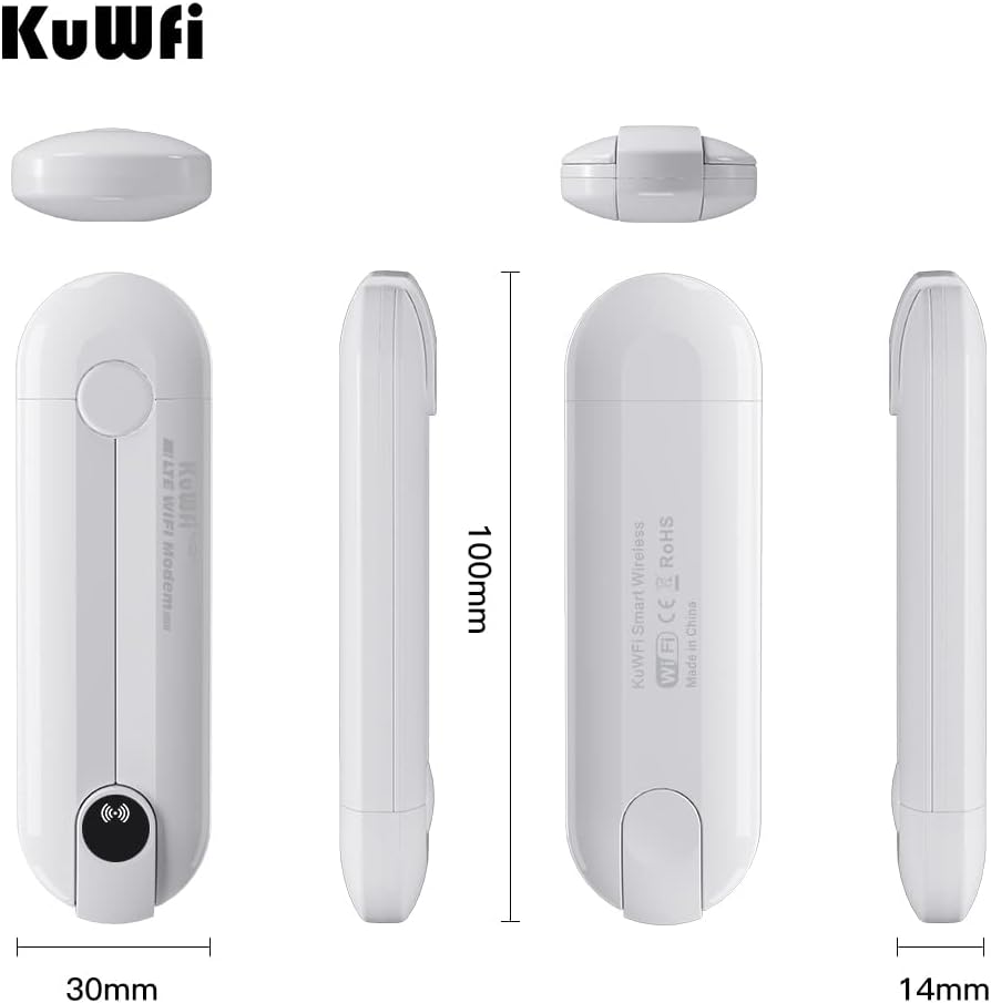 KuWfi USB Stick, WLAN Stick, 150Mbps 4G Dongle mit SIM Slot, 2 Externe Antenne, USB LTE Stick Arbeitet mit den meisten europäischen SIM-Karten, Mobile WiFi Router Verbindet bis zu 10 drahtlose Geräte