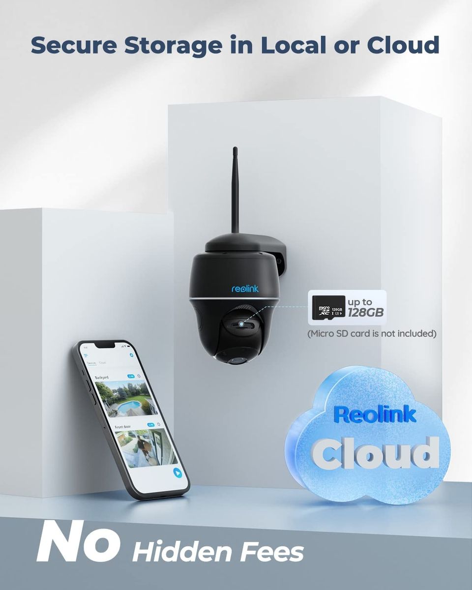 Reolink 2K 4MP PTZ Überwachungskamera Aussen Akku mit 2,4GHz&5GHz WLAN, 355°/140° Schwenkbar, Smarte Erkennung, 2-Wege-Audio, Arbeitet mit Alexa/Google Assistant/Cloud, Argus PT 4MP(Schwarz) Argus PT 2K-Schwarz