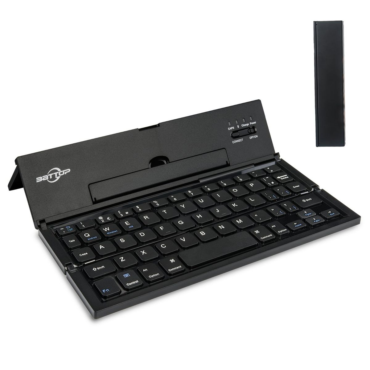 BATTOP Foldable Bluetooth Wireless Keyboard for iOS Windows Android Tablets & Smartphones u2013 Black